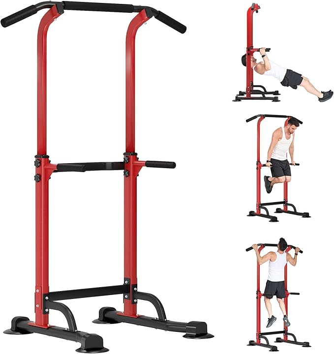 Multi-Functional Power Tower for Home Gym: Adjustable Pull Up & Dip Station with 400 LBS Capacity, Space Saving Strength Training Equipment for Men and Women