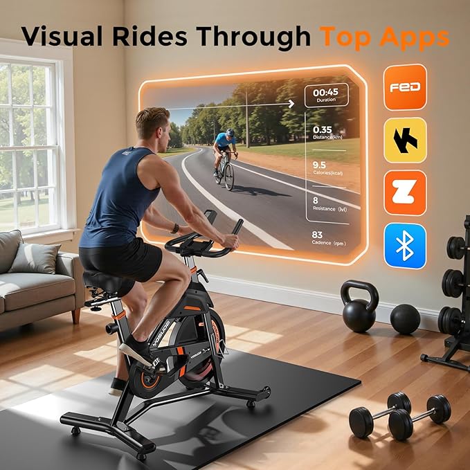 YOSUDA PRO Magnetic Exercise Bike 350 lbs Weight Capacity - Indoor Cycling Bike Stationary with Comfortable Seat Cushion, Silent Belt Drive 010C