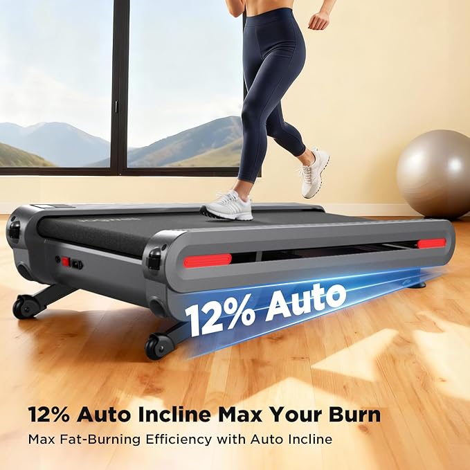 Jogwell Walking Pad Treadmill with 20%/15%/12% Auto Incline, 350lbs Capacity Treadmills for Home Office Under 35dB, Spacious Running Area, Vertical Storage, 3/3.5HP Brushless