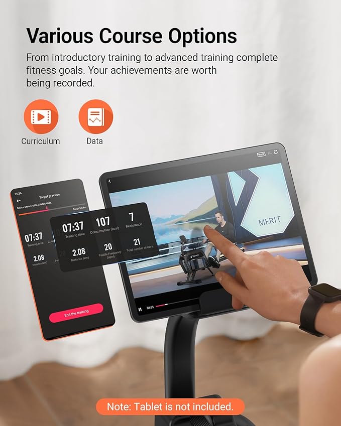 MERACH Water Magnetic Rowing Machine, Bluetooth Rower Machine with App Compatible and Dual Slide Rail, 350LB Max Weight, 16 Levels of Auto Resistance Feature, Rowing Machines for Home Use, R06