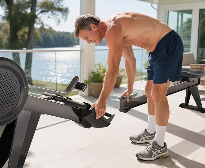 YOSUDA R2 Rowing Machine for Home, Professional Adjustable Air Resistance Rower Machines with Self-Powered Monitor, 53.7'' Row Rail, Ergonomic Comfort Seat, Easy Storage