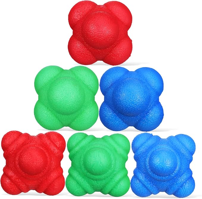 BESPORTBLE Agility Training Balls 6 Pcs Reaction Balls Unique Hexagonal Shape for Hand Eye Coordination Speed Training Equipment