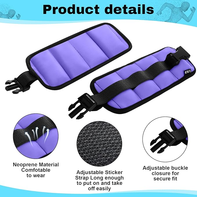 2 Pairs Ankle Wrist Weights for Land or Aquatic Exercise Aqua Cuffs Aqua Aerobics Fitness Bands for Ankle and Wrist Adjustable Weights for Swimming Pool Workout Equipment
