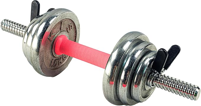 12.6/14.2/15.7inch(30/35/40cm)Pink Threaded Dumbbell Durable Rubber Handles/Adjustable Dumbbell Bar Handles - Fit 1 inch Standard Weight Plate - Weightlifting Accessories - Sold in Pair