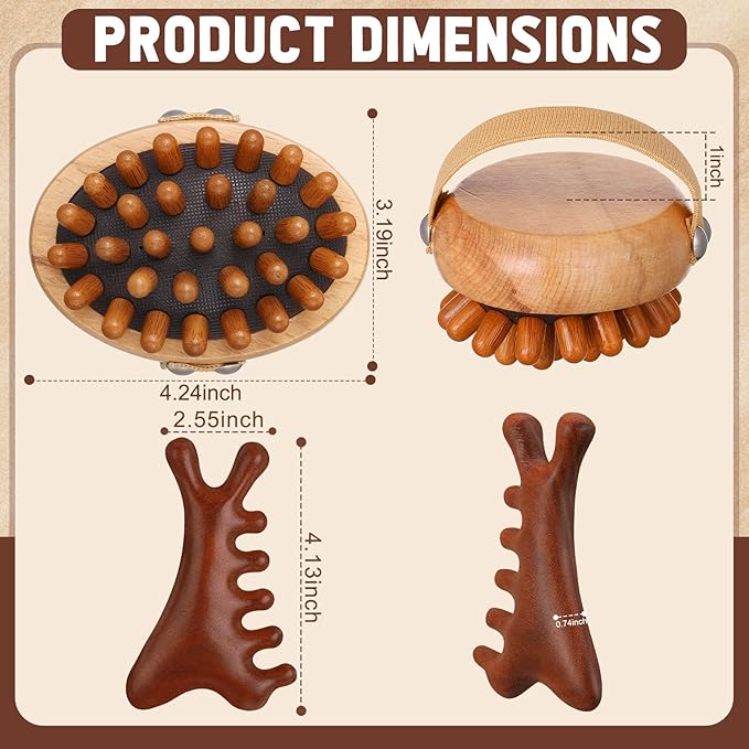 Wooden Meridian Massage Body Brush for Cellulite Remover, Cellulite Lymphatic Drainage Massager for Body Shaping