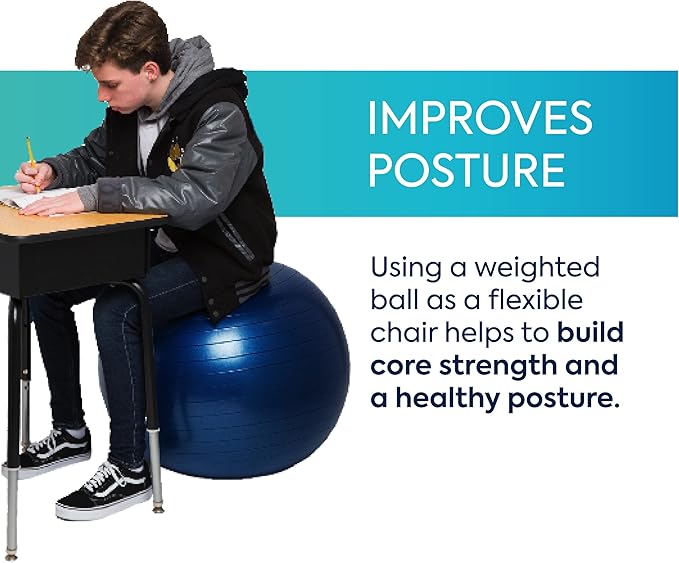 Bouncyband Balance Ball – Create Flexible Seating to Improve Focus at School, Office, or Home with This No-Roll Weighted Ball