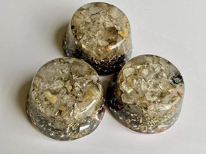 Rutilated Gold Quartz Orgone Generator Energy Accumulator 528Hz/7.83Hz/Advance Harmonics Many Beautiful Ingredients and Colors! (Bionized Rutilated Gold Quartz)