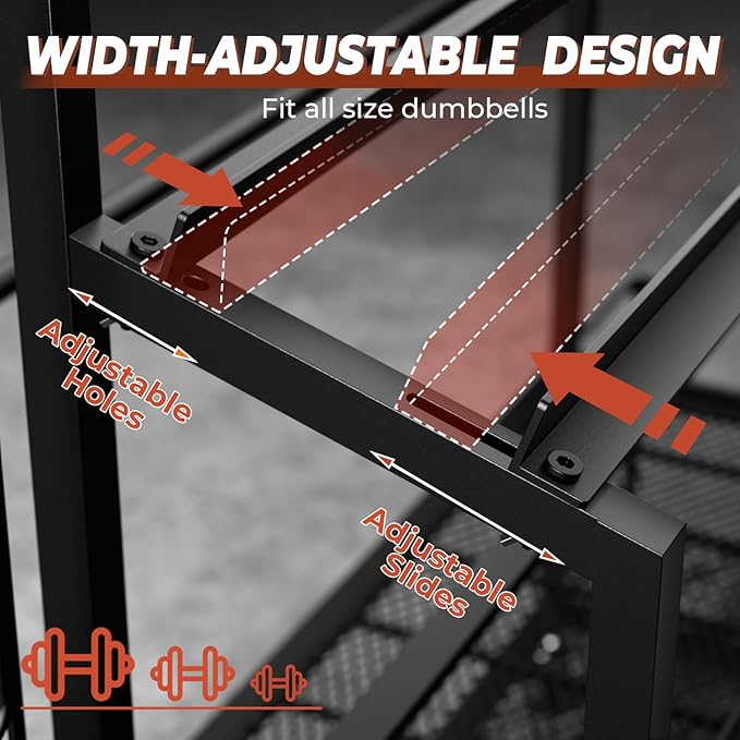 XL Dumbbell Rack Weight Stand - Upgraded 4-Tier Adjustable Weight Rack for Dumbbells, Home Gym Storage Rack for Yoga Mat Kettlebells, Workout Equipment Storage Organizer With Wheels and Hooks