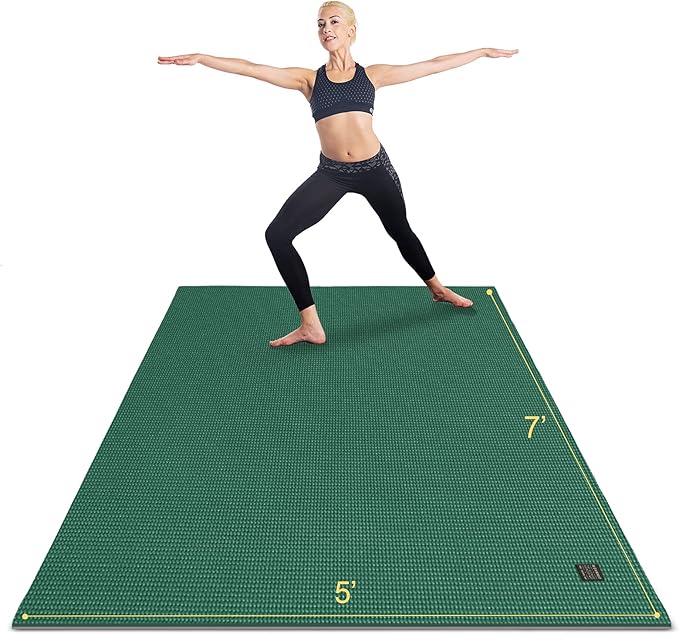 GXMMAT Large Yoga Mat 6'x4'/6'x6'/7'x5'(7mm/9mm), Extra Thick Workout Mats for Home Gym Flooring,Ultra Comfortable Non-Slip Quick Resilient Barefoot Wide Exercise Mat for Pilates,Stretching,Meditation