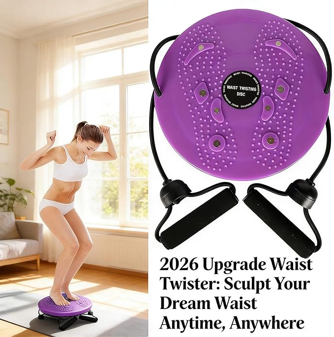 2026 Upgraded Waist Twister Machine with Arm Bands & Soothing Foot Massage – Home Machine Featuring Flex Disc for Core | Portable Waist Sculptor Board & Twist Exercise Platform for Body Toning