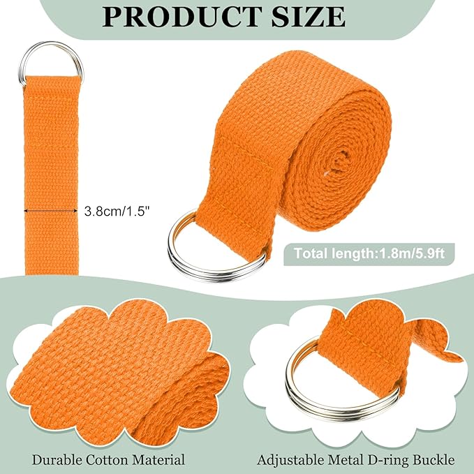 Yoga Strap for Stretching, Athletic Stretch Band with Adjustable Metal D Ring Buckle Yoga Bands