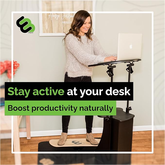 Whirly Board - Wide Standing Desk Balance Board with Standing Desk Mat and Stabilizing Ring - Anti-Fatigue Balance Board for Standing Desks