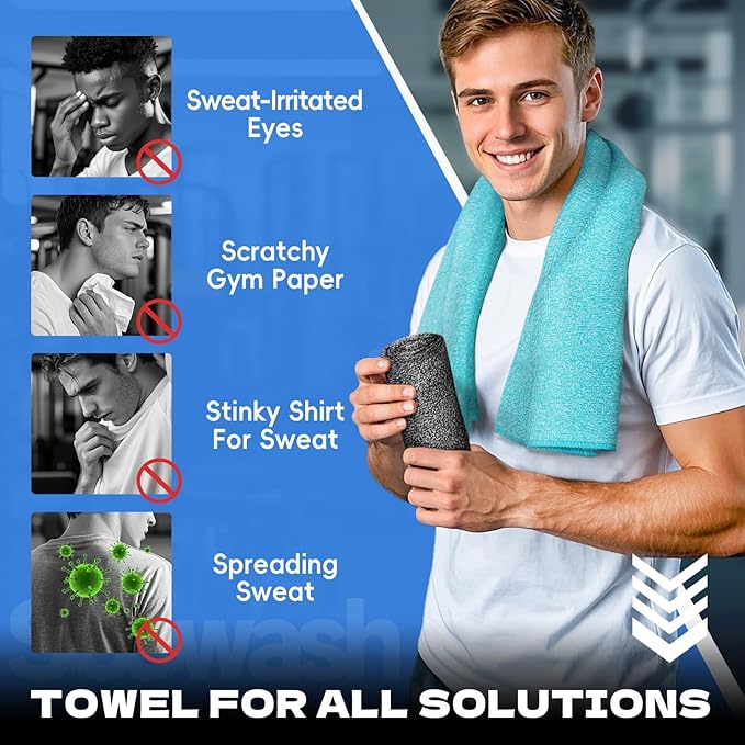 Microfiber Gym Towels for Showering Working Out Quick Dry Negative ions Large Middle Small Sizes Lightweight Gym Towel for Men Women Tennis Sports Towels for Body Hot Yoga Fitness Essentials