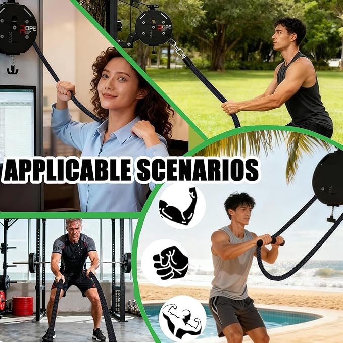 Adjustable Resistance Endless Rope Trainer Home Gym Suspension Pulley System Closed-Loop Nylon Rope for Strength Training