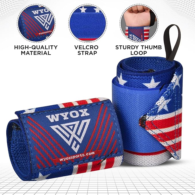 WYOX Wrist Wraps For Weight Lifting With Thumb Loop & power lifting Wrist Straps For Bench Press and Pushups Training Support and Protection Wrist Support for bodybuilding