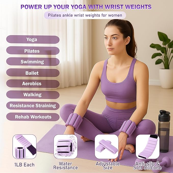 Pilates Starter Kit for Home - Better Pilates Essential Equipment with Adjustable Ankle Wrist Weights, Resistance Bands, Magic Circle Ring, Yoga Ball & Workout Accessories for Women Fitness Toning