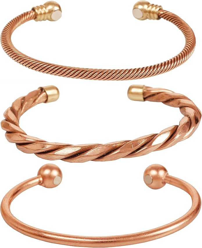 Copper Bracelet Tibetan Style. Hand Forged with Solid and High Gauge Copper Jewelry Cuff for Women Men. Combo of Different Designs