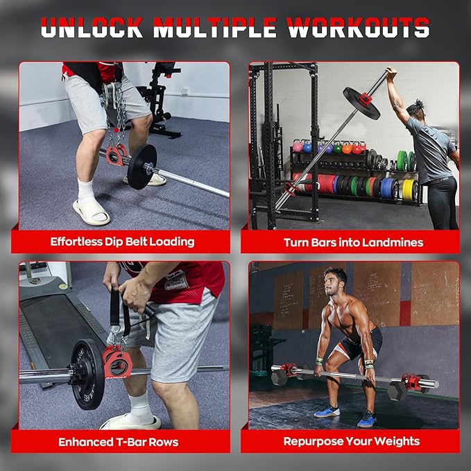 Home Gym Clips, Convert Dumbbells to Barbell, Turn Bars into Landmines, T-Bar Row with Any Grip, Hook Dumbbells on Dip Belts, Versatile Weightlifting Accessory for Olympic