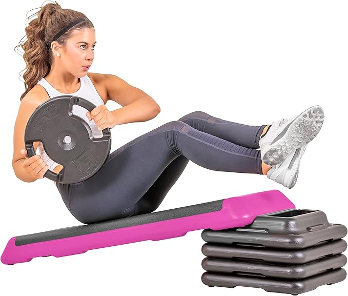 The Step Freestyle Grey Aerobic Platform, Health Club Size Steppers for Exercise