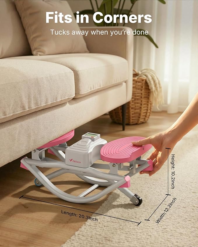 Merach Rocking Steppers for Exercise at Home,3D Motion Stair Stepper with Resistance Bands for Full Body Workout& Low-Impact Balance Board, 330 LBS Loading Capacity Exercise Equipment