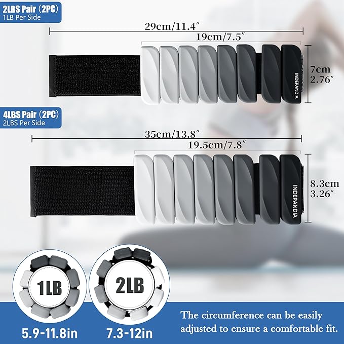 Wrist & Ankle Weights for Women and Men, 2lbs/4lbs Pairs Adjustable Silicone Weighted Bangles for Arm & Leg Workouts, Perfect for Pilates, Barre, Yoga, Walking & Home Fitness 24055