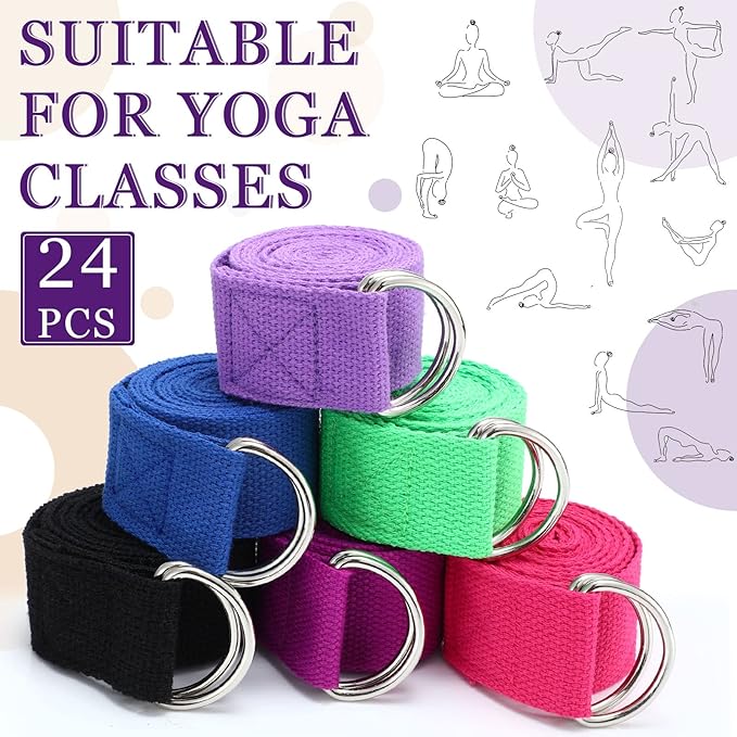 Leyndo Yoga Strap Stretching Pilates Exercise Adjustable Straps 6 ft Non Elastic Yoga Belt with Adjustable D Ring Buckle for Pilates Gym Workouts Fitness