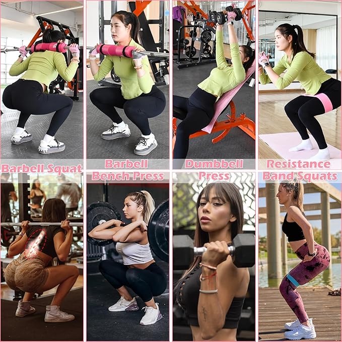ATENTO 10Pcs Barbell Pad Set with Weight Lifting Belt, Thick Cushion Hip Thrust Pad for Bench Press, Lunges, Workout, Leg Exercise, Squat Bar Pad for Relief Pressure from Neck & Shoulder for Smith machine & Olympic Bars, with 2 Gym Ankle Straps, Hip Re...