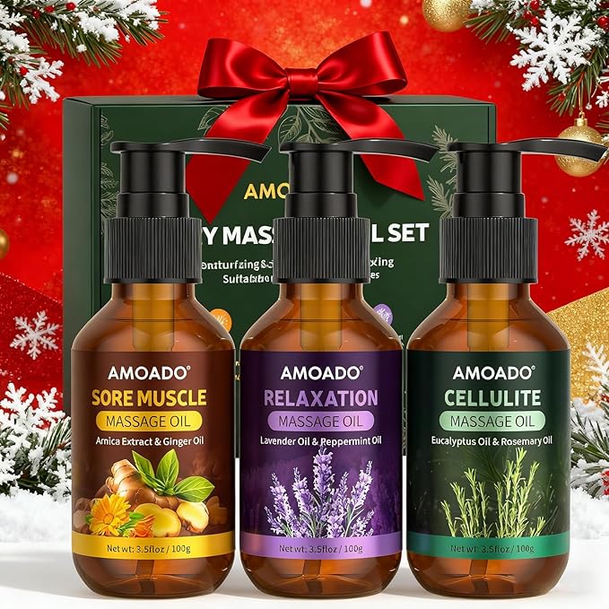 Massage Oil for Massage Therapy, Sore Muscle Massage Oils – 10.5oz, Arnica Oil,Anti Cellulite Eucalyptus,Lavender Essential Oils, Pain Relief & Spa-Quality Relaxation, Body Massage Oil Gifts Set