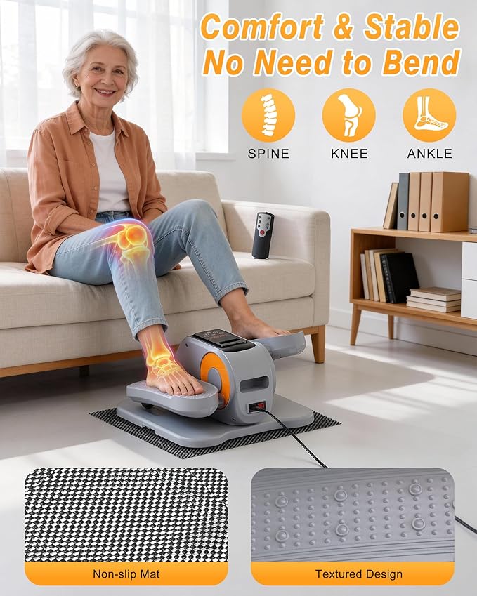 VIVURN-Upgraded Under Desk Elliptical, Leg Exerciser As Seen on TV, 12 Speeds Forward & Reverse Manual & Auto Mode, Electric Seated Pedal Exerciser with Non-Slip Mat, Quiet Operation for Home Office
