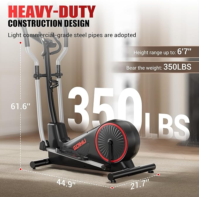 Elliptical Machine, Elliptical Exercise Machine for Home with Hyper-Quiet Magnetic Driving System, Elliptical Trainer with 15.5IN Stride, 350LBS Loading Capacity