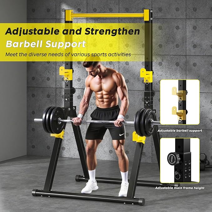 SogesHome Power Tower Dip Station Pull Up Bar for Home Gym, Adjustable & Foldable Multifunction Fitness Workout Station with Triangular Stability Design for Strength Training