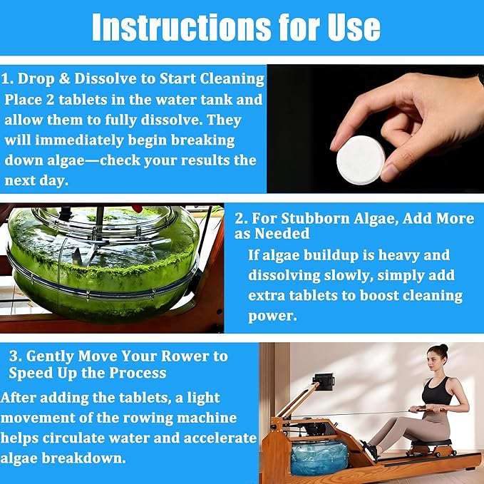 Premium Water Purification Tablets for Rowing Machine Tanks | Effective Cleaning & Water Treatment Formula for Universal Use in Water Rowing Machines
