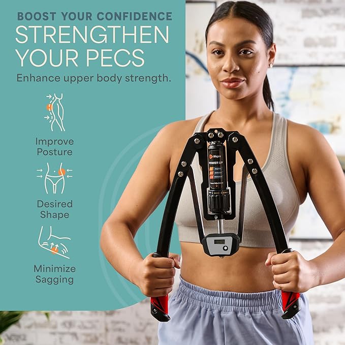 Lifepro Shredforce Hydraulic Power Chest Expander and Arm Twister Trainer Exerciser - Adjustable 22-440lb Resistance, Smart Rep Counter - Home Gym Workout Equipment for Upper Body Strength Training