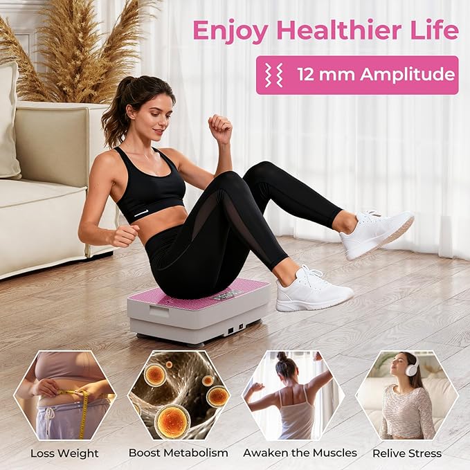 Goplus Vibration Plate Exercise Machine, Vibrating Platform for Lymphatic Drainage w/Remote, LED Display, Home Workout Full Body Shake Board for Weight Loss