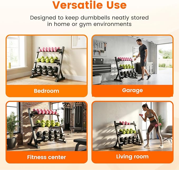 Dumbbell Rack, 3-Tier Dumbbell Weight Rack for Home Gym, Dumbbell Set for Dumbbell Kettlebell Barbell, Heavy Duty Weight Storage Organizer, Dumbbell Rack Stand Only