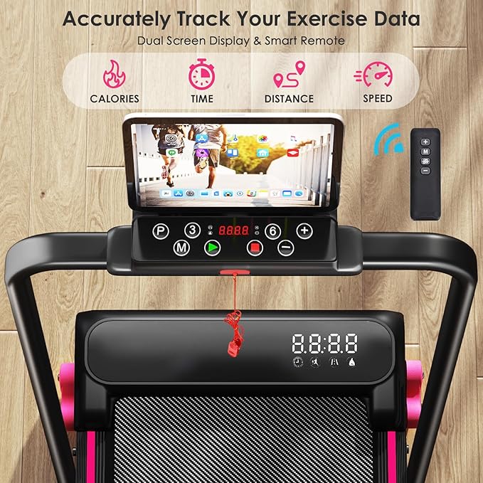 Walking Pad with Incline Portable Treadmill with Handle Bar for Home Office Under Desk Use Small Space Treadmill