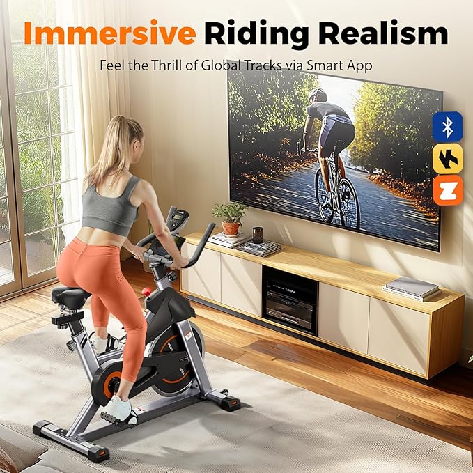 YOSUDA Magnetic Exercise Bike for Home, 350 LBS Capacity Brake Pad Stationary Bike, Indoor with Exclusive App and Fitness Courses for Weight Loss