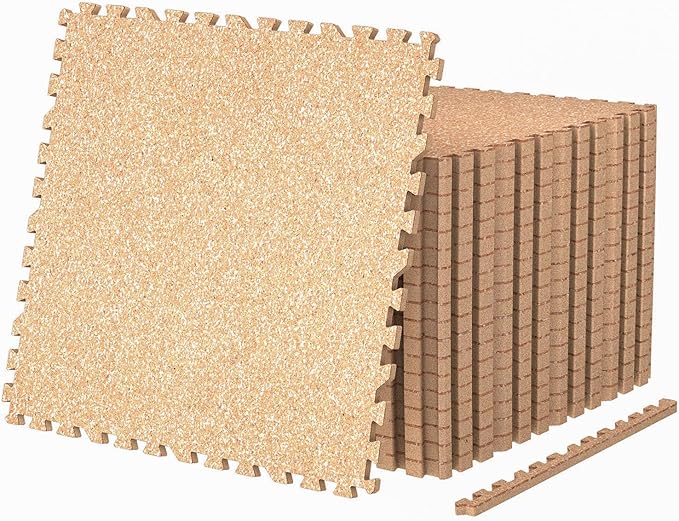 AIRHOP 0.79in Thick 24 Sq Ft Exercise Equipment Mats, 6 Tiles Upgraded Rubber Top with High Density EVA Foam, Large Interlocking Puzzle Gym Flooring for Home Gym, Heavy Weight Workout,Wood