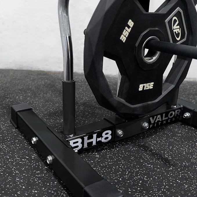 Valor Fitness Weight Plate Rack with Barbell Holders – Heavy-Duty Steel Storage Tree with 6 Pegs and 2 Vertical Bar Sleeves for Standard and Olympic Plates – 800 lb Capacity for Home & Garage Gyms
