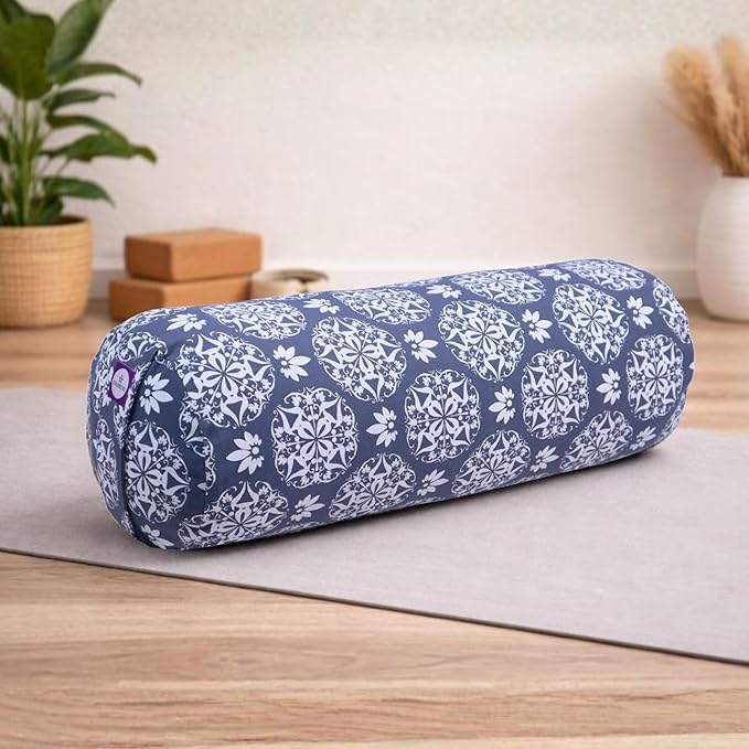 Yogikuti Iyengar Yoga Bolster for Restorative Yoga and Meditation – Lightweight Cotton Support Pillow with Handle for Easy Carry, Versatile for Pose Modification, Balance, Back Relief, and Relaxation