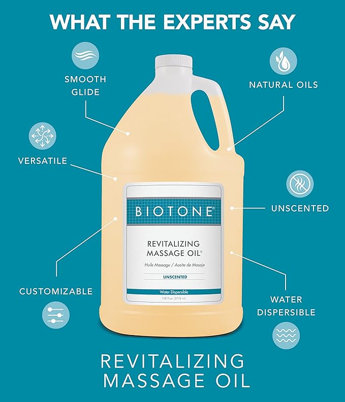 Biotone Revitalizing Massage Oil Unscented, 128 Ounces (1 Gallon)