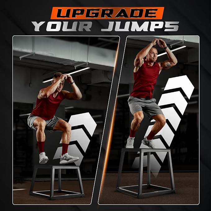 Yes4All Metal Plyometric Box with 550lbs Capacity, Pre-Assembled, Plyo Jump Platform, Step Up Box for Workout Home Gym