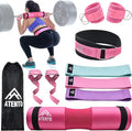 ATENTO 10Pcs Barbell Pad Set with Weight Lifting Belt, Thick Cushion Hip Thrust Pad for Bench Press, Lunges, Workout, Leg Exercise, Squat Bar Pad for Relief Pressure from Neck & Shoulder for Smith machine & Olympic Bars, with 2 Gym Ankle Straps, Hip Re...