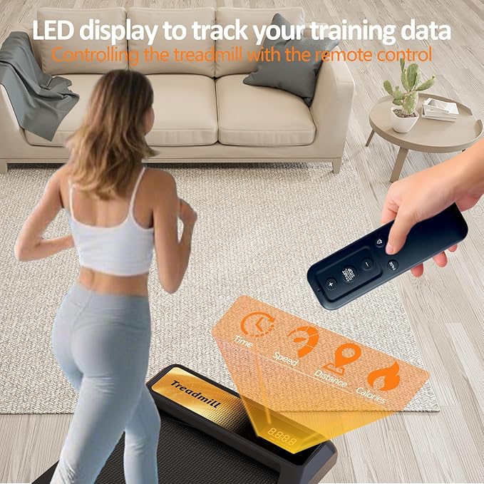 2.5HP Walking Mat with Incline pad,Under Desk Treadmill, Walking Running Pad with Remote, 3 in 1 Low Noise Small Mini Portable Treadmill with Led Screen, Compact Treadmills for Home, 265lbs Capacity