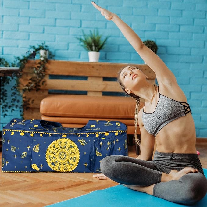 Yoga Mat Bag - Large Yoga Bag with Yoga Mat Strap, Zipper and Pockets - Yoga Bags and Carriers Fits All Your Stuff - Personalized Yoga Mat Bags for Women Fits Most Size Mats