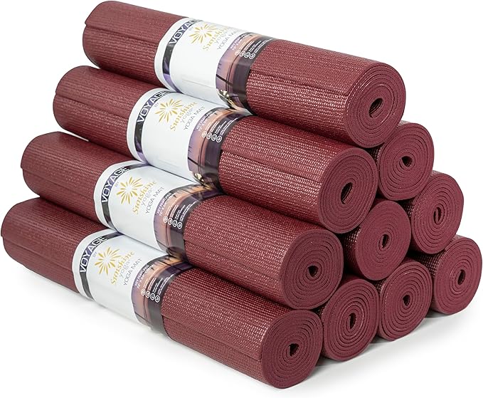 Sunshine Yoga Voyage Yoga Mat, 10 Pack, 72" x 24" Professional Studio and Gym Bulk Yoga Mats, 5mm Thick, Durable, Anti-Tear, Non Slip Fitness and Exercise Mats