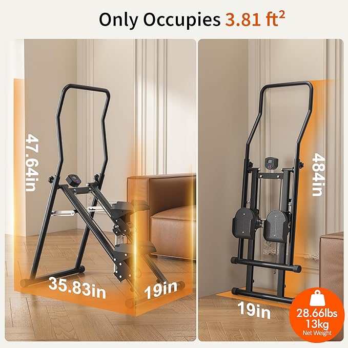 MOMODA Stair Stepper Resistance Adjustable Folding Vertical Climber Machine for Home Gym Full-Body Workout