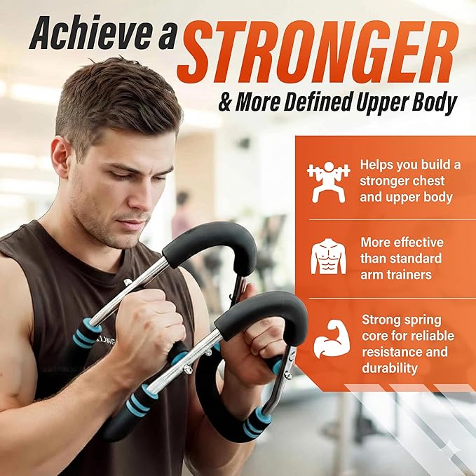 Adjustable Twister Arm Trainer, Chest Workout Equipment & Arm Trainer for Men & Women, 5-Level Resistance Home Gym Strength Training Device with Anti-Slip Grip and Steel Power Rods
