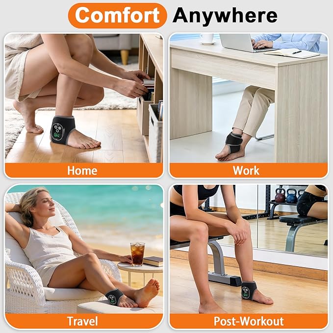 Foot and Ankle Massager for Pain Relief, Cordless Ankle Heating Pad Foot Renew Massager with Heat, 4 Heat Levels & 3 Vibration Modes