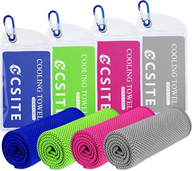 4 Pack Cooling Towels (47"x12") for Neck and Face, Ice Towel for Hot Weather, Soft Breathable Chilly Gym Towels, Microfiber Towel for Work Out, Yoga, Running, Camping & More Activities